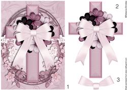 Oval Cross in Pink Decoupage