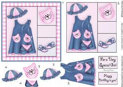 Little Miss 5x5 Decoupage in Blue and Pink