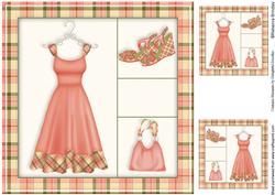 Frocking It 8x8 Card Front in Strawberry