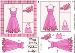 Frocking It 5x5 Decoupage in Pink