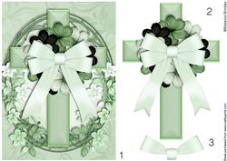 Oval Cross in Forest Green Decoupage