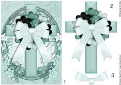 Oval Cross in Turquoise Decoupage