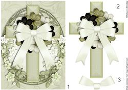 Oval Cross in Light Green Decoupage