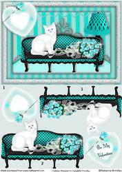 Princess Kitty Decoupage in Turquoise