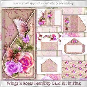 Wings N Roses Teardrop Card Kit in Pink
