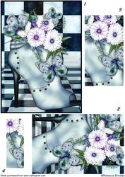 Blue Flowerheads Over Heel Pyramid