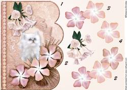 Dreamy Kitten Scalloped Edge Card Decoupage