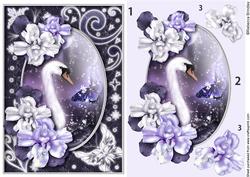 Midnight Swan in Purple Decoupage