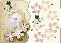 Dreamy Kitten 2 Scalloped Edge Card Decoupage