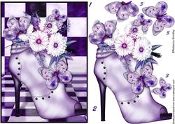 Lavender Flowerheads Over Heel Decoupage