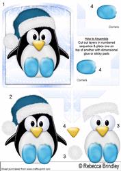 The Little Blue Christmas Penguin Decoupage