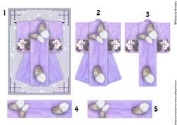 A6 Beautiful Butterfly Kimono Card in Purple Decoupage