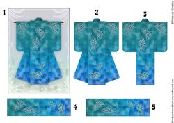 A6 Sealife Kimono Card in Turquoise Decoupage