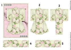 A6 Flutterby Fantasy Kimono Card in Pink Decoupage