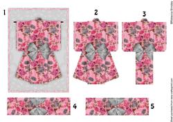 A6 Summer Floral Kimono Card in Silver Decoupage