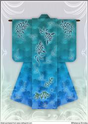 A4 Sealife Kimono Card in Turquoise