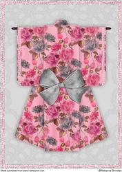 A4 Summer Floral Kimono Card in Silver