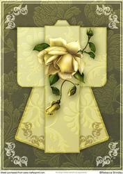 A4 Rose Delight Kimono Card in Gold