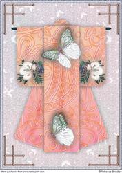 A4 Beautiful Butterfly Kimono Card in Orange