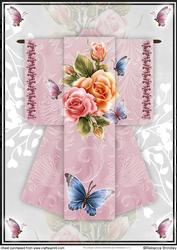 A4 Fantasy Rose Kimono Card in Pink