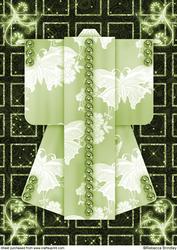A4 Sparkling Night Kimono Card in Green
