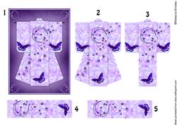 A6 Butterfly Moon Kimono Card in Purple Decoupage