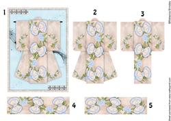 A6 Flutterby Fantasy Kimono Card in Blue Decoupage