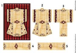 A6 Pearl Passion Kimono Card in Red Decoupage