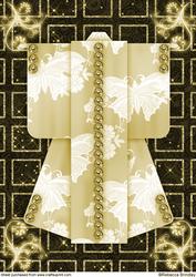 A4 Sparkling Night Kimono Card in Gold