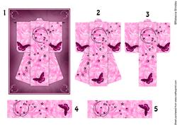 A6 Butterfly Moon Kimono Card in Pink Decoupage