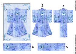 A6 Diamond Flourish Kimono Card in Blue Decoupage
