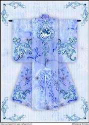 A4 Diamond Flourish Kimono Card in Blue