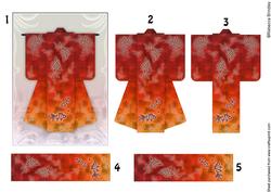 A6 Sealife Kimono Card in Red Decoupage