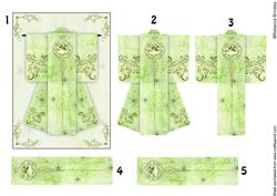 A6 Diamond Flourish Kimono Card in Green Decoupage