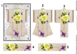 A6 Fantasy Rose Kimono Card in Cream Decoupage