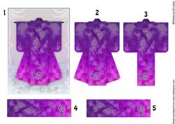 A6 Sealife Kimono Card in Purple Decoupage