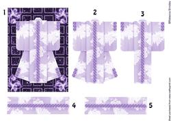 A6 Sparkling Night Kimono Card in Purple Decoupage