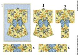 A6 Summer Floral Kimono Card in Blue Decoupage