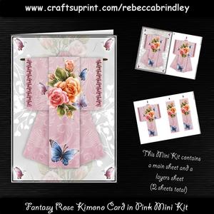 Fantasy Rose Kimono Card in Pink Mini Kit