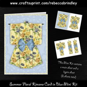 Summer Floral Kimono Card in Blue Mini Kit