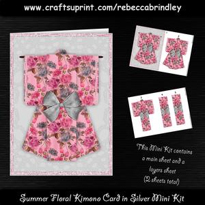 Summer Floral Kimono Card in Silver Mini Kit