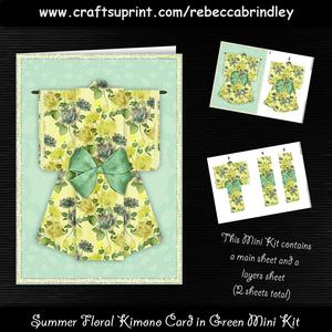 Summer Floral Kimono Card in Green Mini Kit