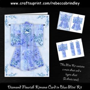 Diamond Flourish Kimono Card in Blue Mini Kit