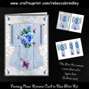 Fantasy Rose Kimono Card in Blue Mini Kit