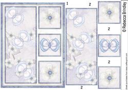 Blue Flutterby Blossoms A5 Card Front