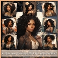 Art Nouveau Melanated Black Haired Ladies Mix 1
