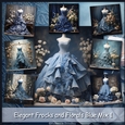 Elegant Frocks and Florals Blue Mix 1