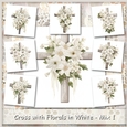 Cross with Florals in White - Mix 1