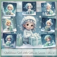 Christmas Girl with Gifts in Green - Mix 2