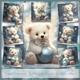 Cute Christmas Teddy with Bauble In Blue - Mix 1